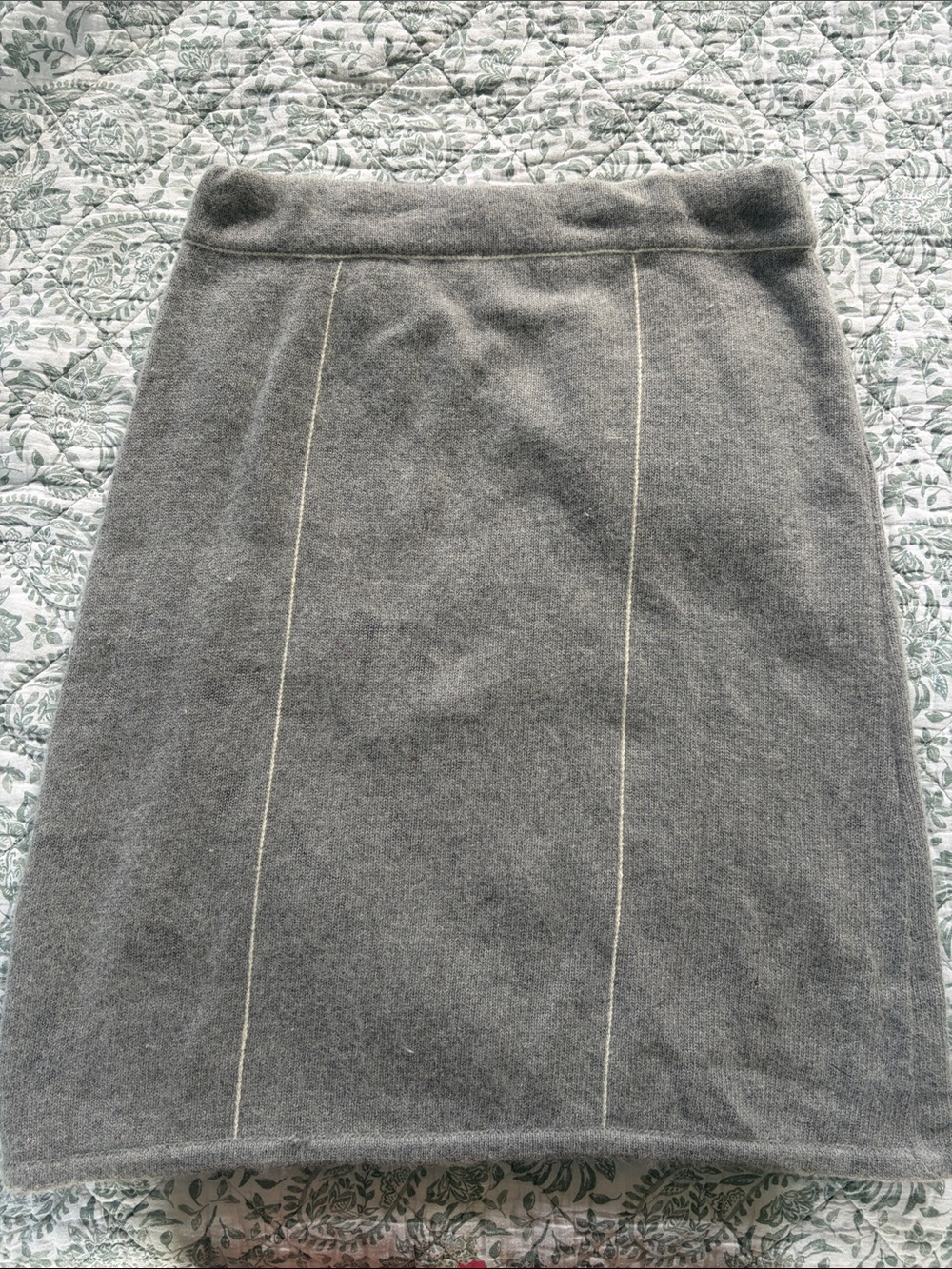 Joop Vintage Women's Gray Knit Pencil Skirt with Front Patch Pockets